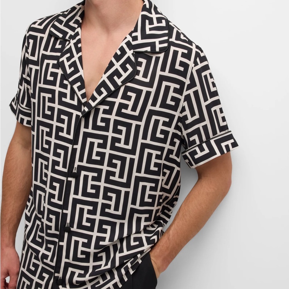 Balmain Men’s Monogram Pajama Shirt